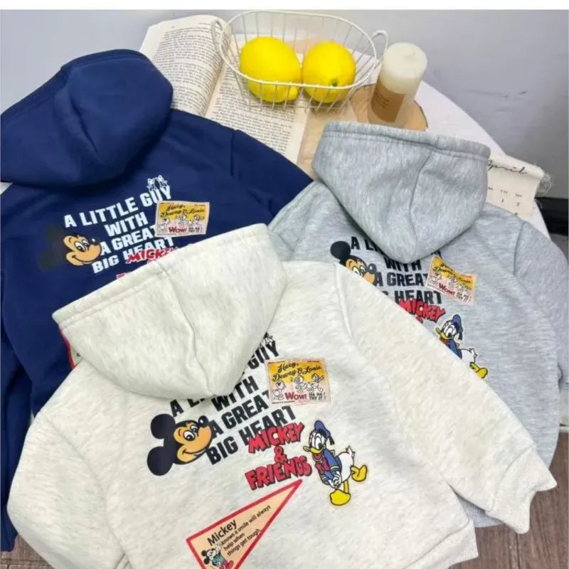 Trendy Kids Apparel Kids Clothing Kids Unisex Mickey Print Plush Zip-Up Hoodie