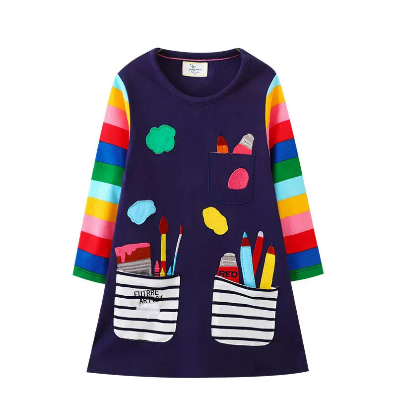 Trendy Kids Apparel Kids Clothing Long Sleeve Kids Preppy Style Dress