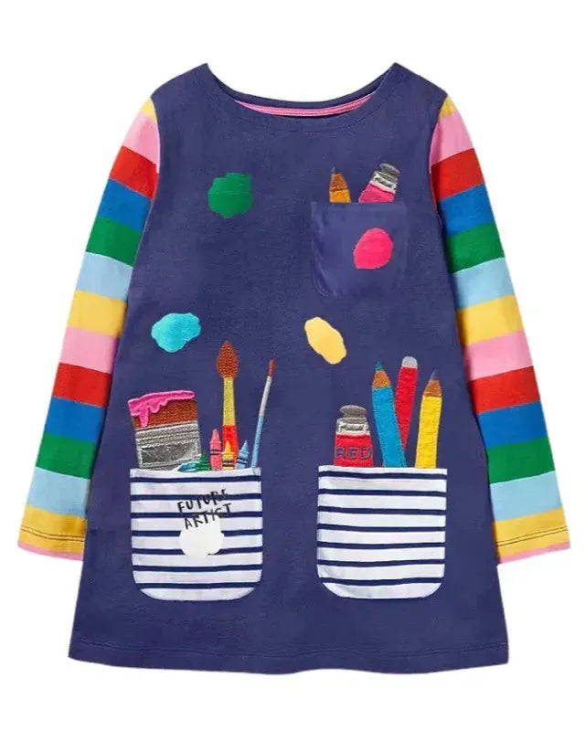Trendy Kids Apparel Kids Clothing Long Sleeve Kids Preppy Style Dress