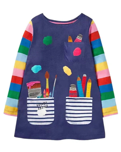 Trendy Kids Apparel Kids Clothing Long Sleeve Kids Preppy Style Dress