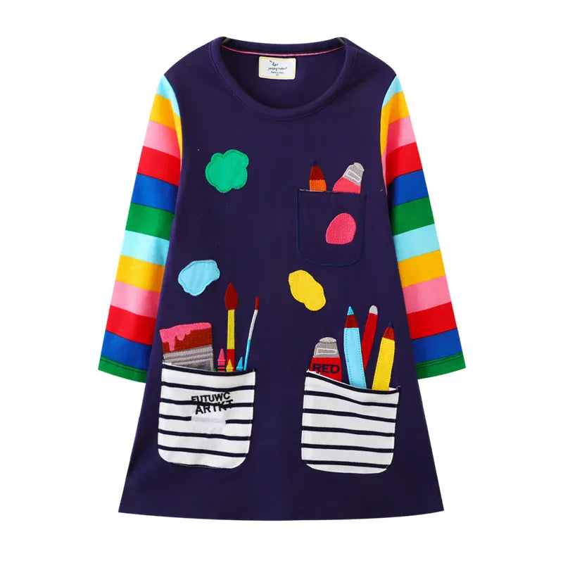 Trendy Kids Apparel Kids Clothing Long Sleeve Kids Preppy Style Dress