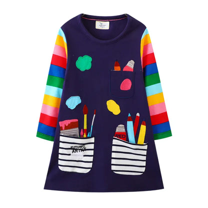 Trendy Kids Apparel Kids Clothing Long Sleeve Kids Preppy Style Dress