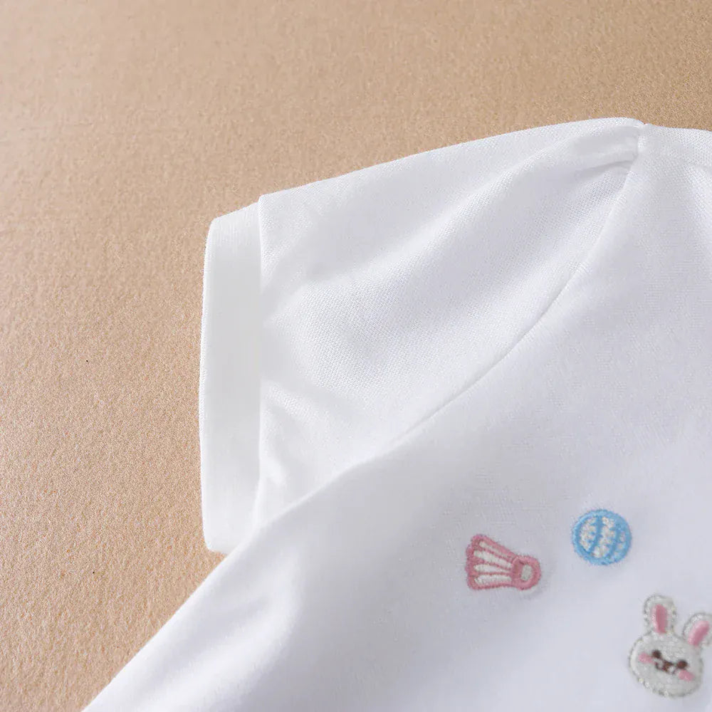 Trendy Kids Apparel Kids Clothing New Short Sleeve Cotton Top with Turn-Down Collar