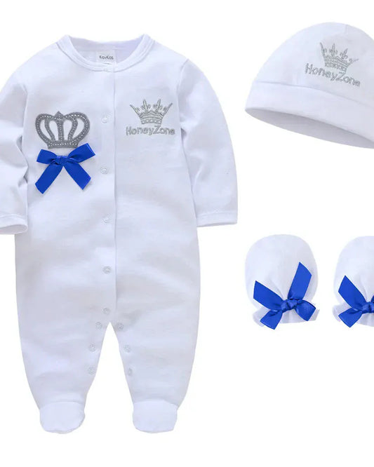 Trendy Kids Apparel Kids Clothing Newborn Baby Boys Romper Royal Crown Prince 100% Cotton