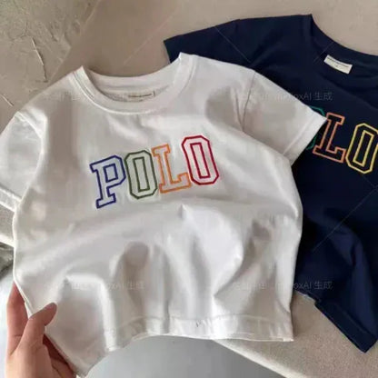 Trendy Kids Apparel Kids Clothing Pure Cotton Short Sleeved T-shirt