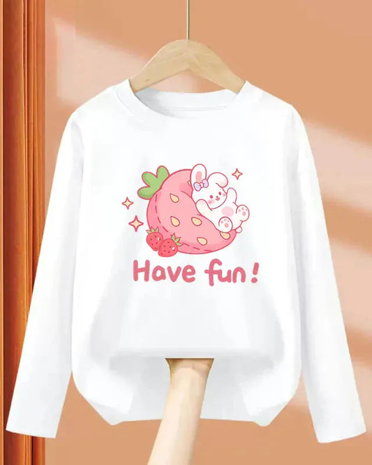 Trendy Kids Apparel Kids Clothing Strawberry Cartoon T-Shirt for Baby Girls
