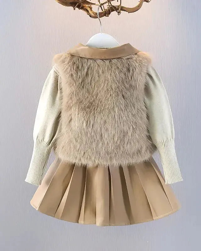 Trendy Kids Apparel Kids Clothing Stylish Girls' Belted Faux Fur Set