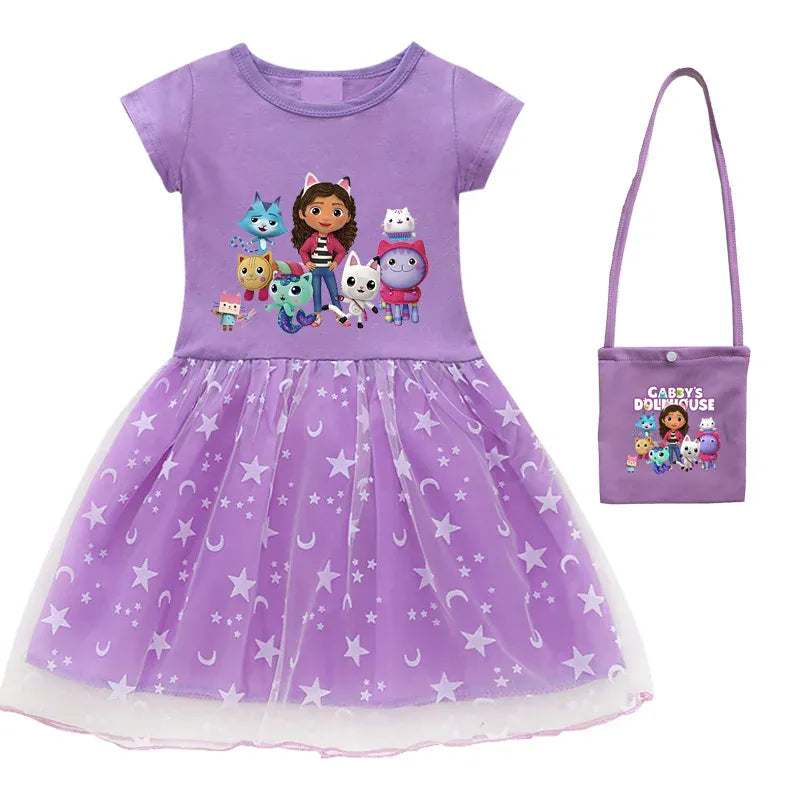 Trendy Kids Apparel Kids Clothing Summer Cartoon Gabby Cats Dresses