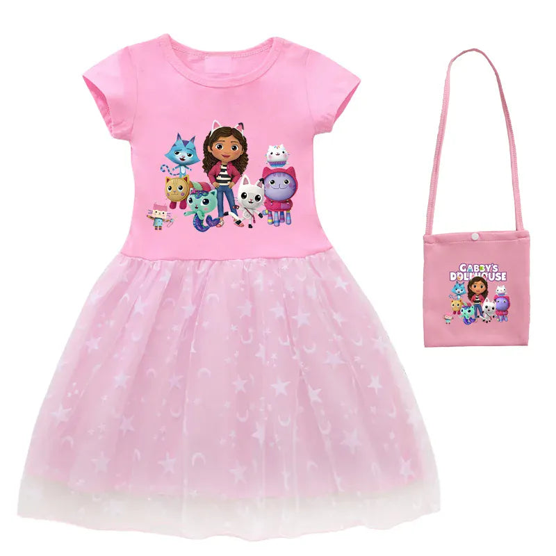 Trendy Kids Apparel Kids Clothing Summer Cartoon Gabby Cats Dresses
