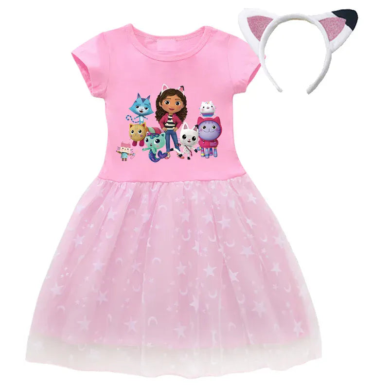 Trendy Kids Apparel Kids Clothing Summer Cartoon Gabby Cats Dresses