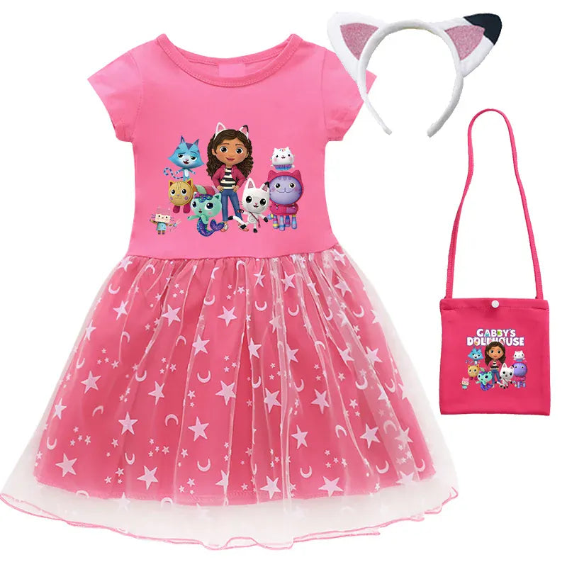 Trendy Kids Apparel Kids Clothing Summer Cartoon Gabby Cats Dresses