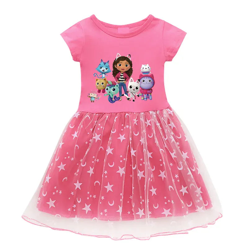 Trendy Kids Apparel Kids Clothing Summer Cartoon Gabby Cats Dresses