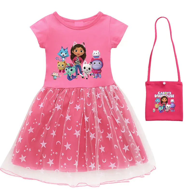 Trendy Kids Apparel Kids Clothing Summer Cartoon Gabby Cats Dresses