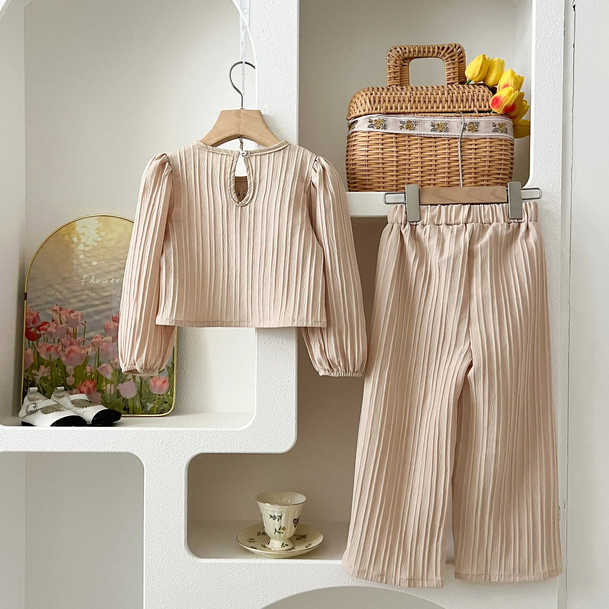 Trendy Kids Apparel Kids Clothing Toddler Girls' Brogue Long Sleeve Solid Color Set