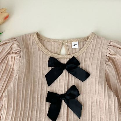 Trendy Kids Apparel Kids Clothing Toddler Girls' Brogue Long Sleeve Solid Color Set