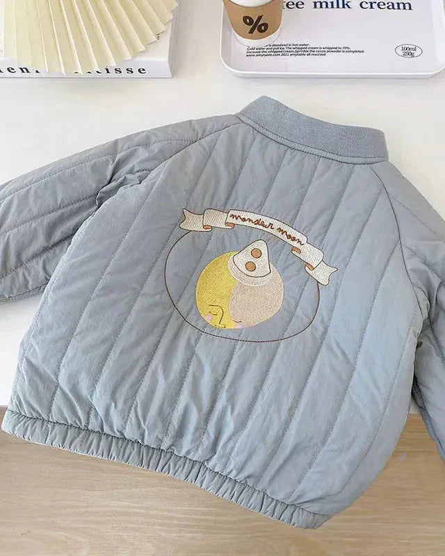 Trendy Kids Apparel Kids Clothing Toddler Unisex Fleece Lined Cotton Jacket with Embroidery