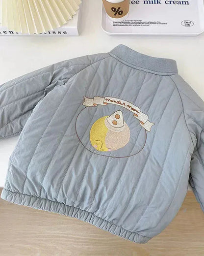 Trendy Kids Apparel Kids Clothing Toddler Unisex Fleece Lined Cotton Jacket with Embroidery
