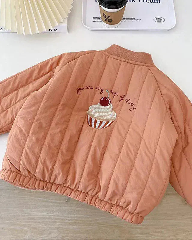 Trendy Kids Apparel Kids Clothing Toddler Unisex Fleece Lined Cotton Jacket with Embroidery