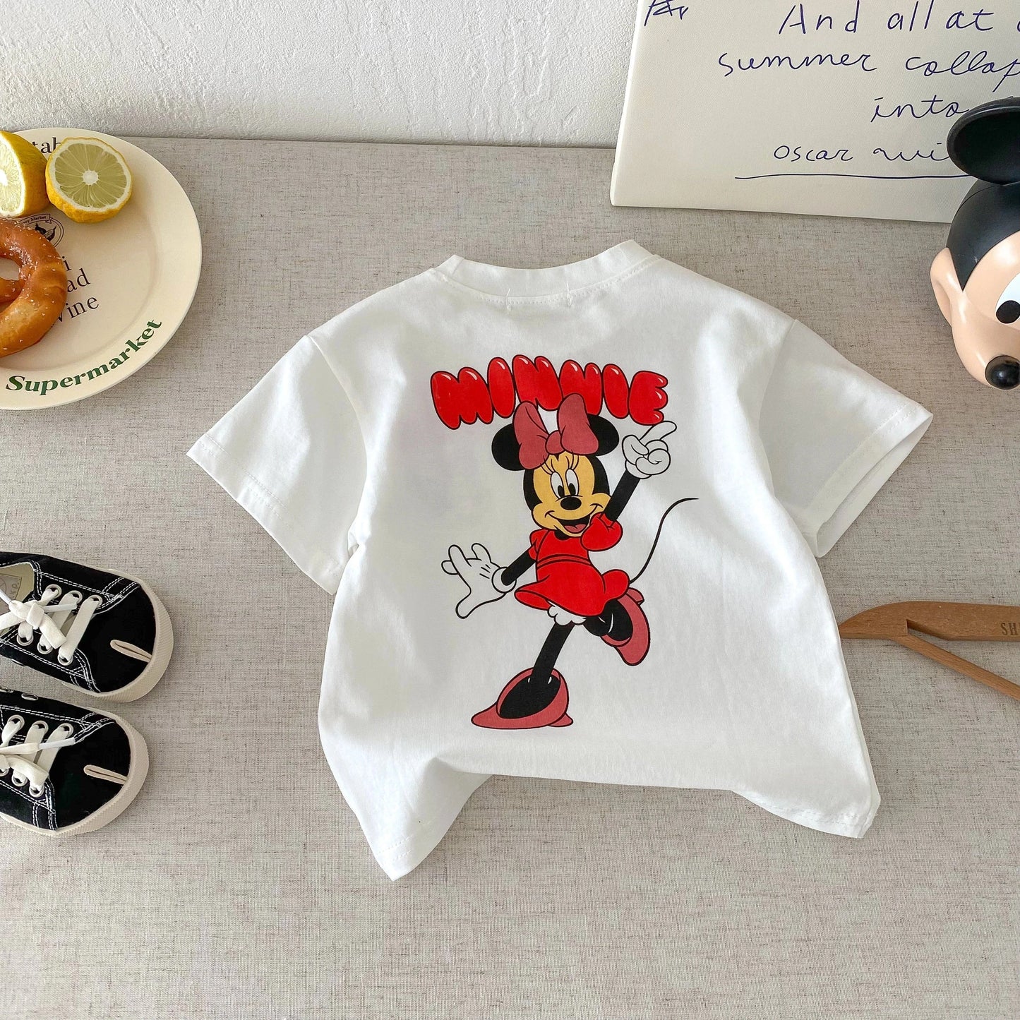 Trendy Kids Apparel Kids Clothing Unisex Disney Mickey Cartoon Print T-Shirt