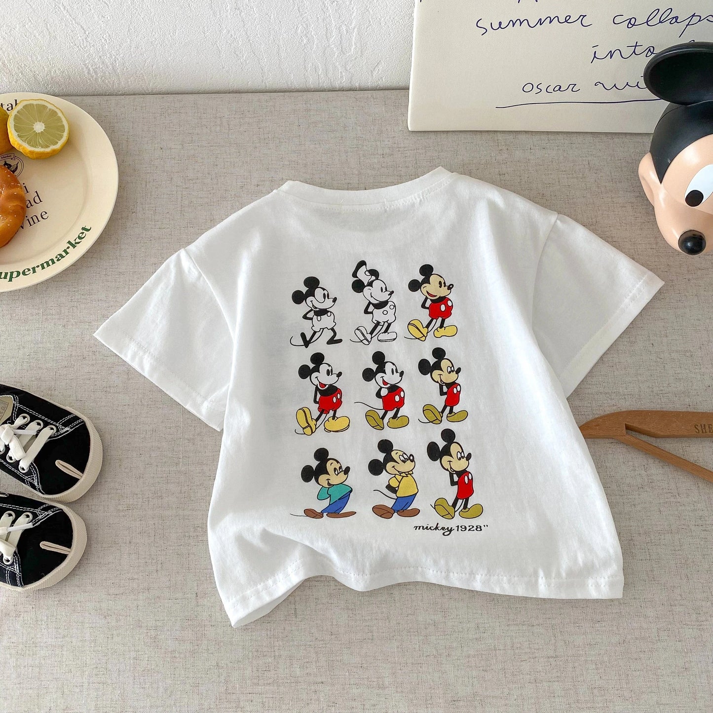 Trendy Kids Apparel Kids Clothing Unisex Disney Mickey Cartoon Print T-Shirt