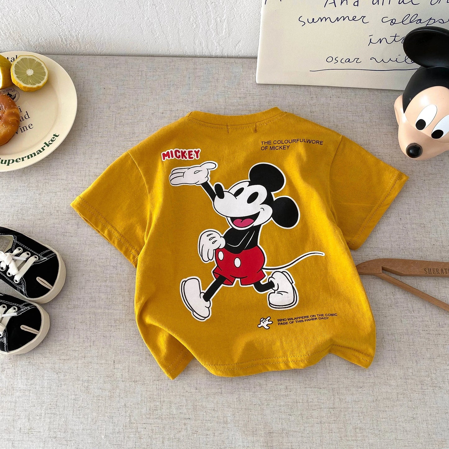 Trendy Kids Apparel Kids Clothing Unisex Disney Mickey Cartoon Print T-Shirt