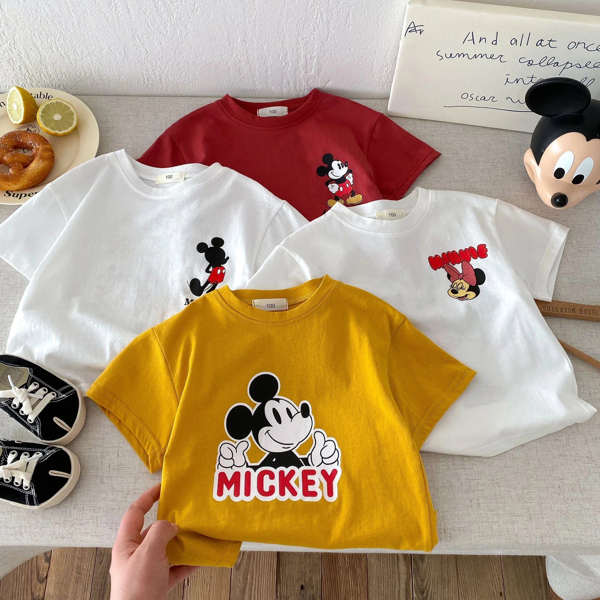 Trendy Kids Apparel Kids Clothing Unisex Disney Mickey Cartoon Print T-Shirt