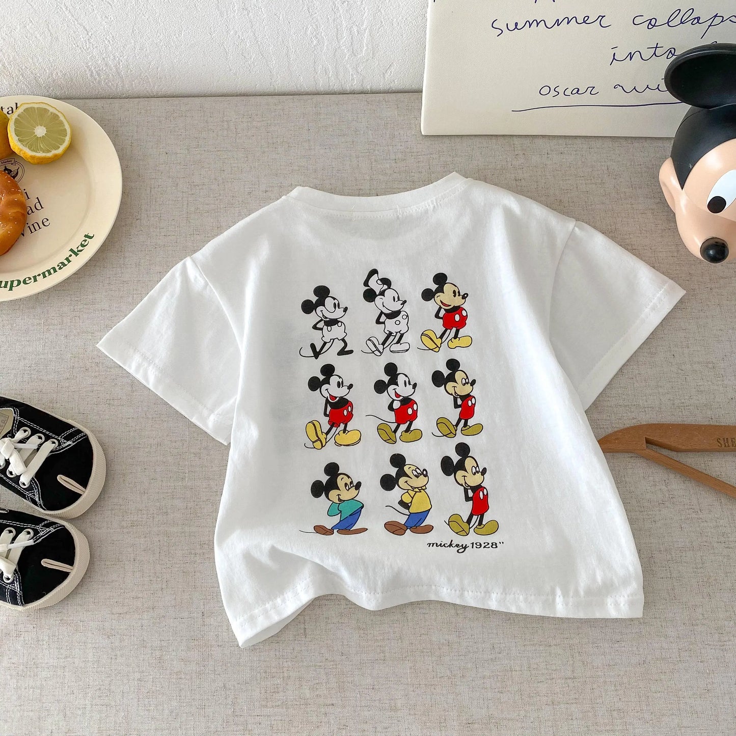 Trendy Kids Apparel Kids Clothing Unisex Disney Mickey Cartoon Print T-Shirt