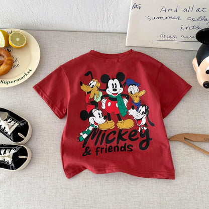 Trendy Kids Apparel Kids Clothing Unisex Disney Mickey Cartoon Print T-Shirt