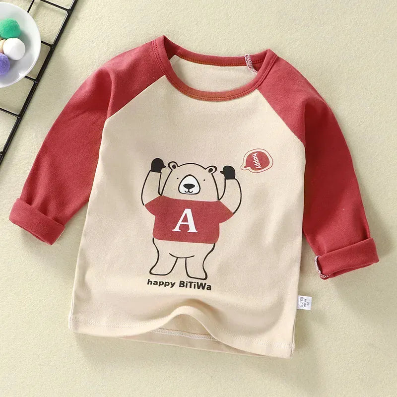 Trendy Kids Apparel Kids Clothing Unisex Kids Cotton Cartoon Long Sleeve T-Shirt