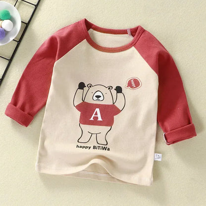 Trendy Kids Apparel Kids Clothing Unisex Kids Cotton Cartoon Long Sleeve T-Shirt