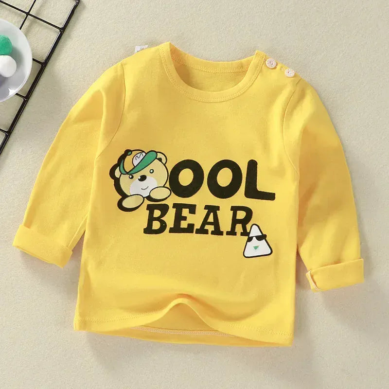 Trendy Kids Apparel Kids Clothing Unisex Kids Cotton Cartoon Long Sleeve T-Shirt