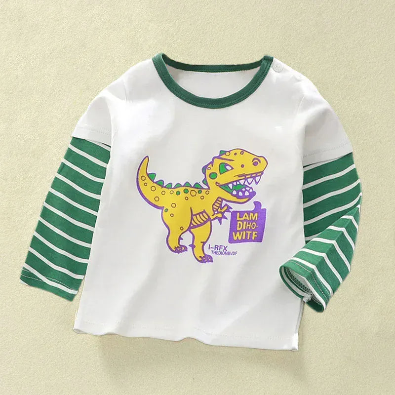 Trendy Kids Apparel Kids Clothing Unisex Kids Cotton Cartoon Long Sleeve T-Shirt