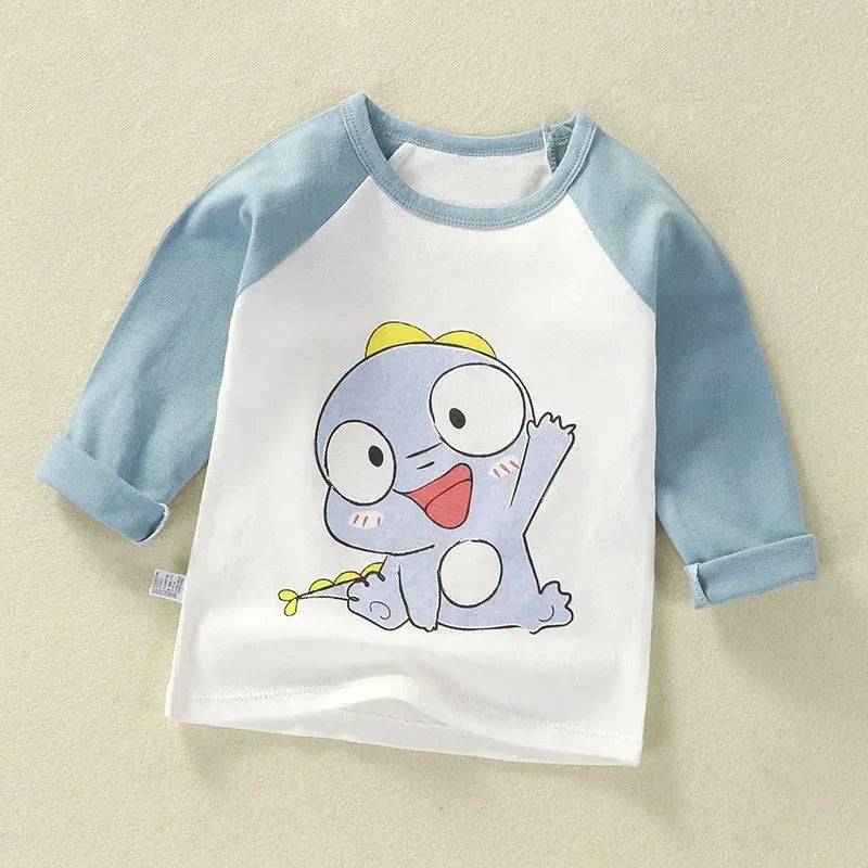 Trendy Kids Apparel Kids Clothing Unisex Kids Cotton Cartoon Long Sleeve T-Shirt