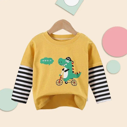 Trendy Kids Apparel Kids Clothing Unisex Kids Cotton Cartoon Long Sleeve T-Shirt