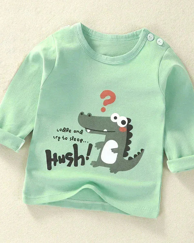 Trendy Kids Apparel Kids Clothing Unisex Kids Cotton Cartoon Long Sleeve T-Shirt