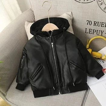 Trendy Kids Apparel Kids Clothing Winter Boys Leather Jacket Thick Warm Cotton Kids Coat
