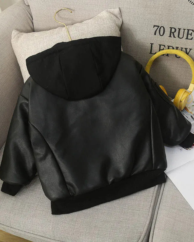 Trendy Kids Apparel Kids Clothing Winter Boys Leather Jacket Thick Warm Cotton Kids Coat
