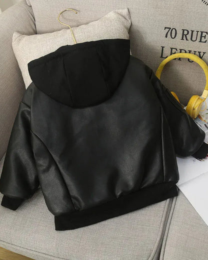 Trendy Kids Apparel Kids Clothing Winter Boys Leather Jacket Thick Warm Cotton Kids Coat