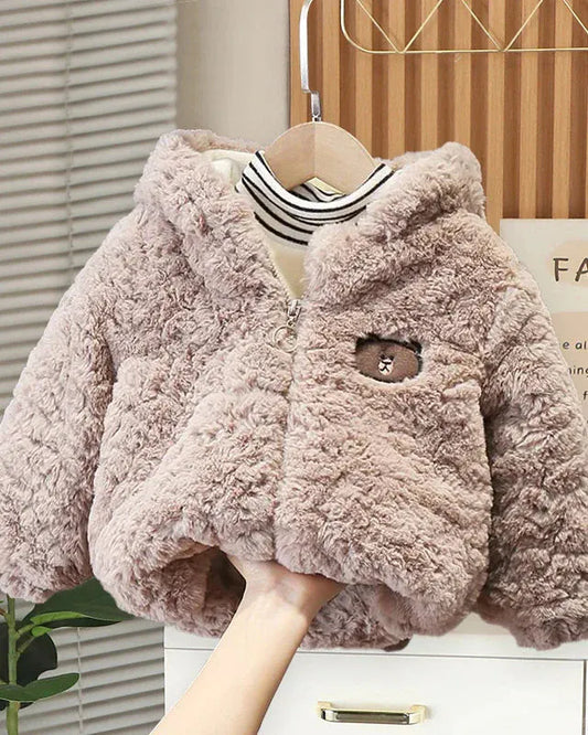 Trendy Kids Apparel Kids Clothing Winter Girls Cartoon Bear Warm Jacket