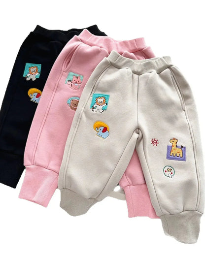 Trendy Kids Apparel Kids Clothing Winter New Badge Children's Velvet Warm Pants