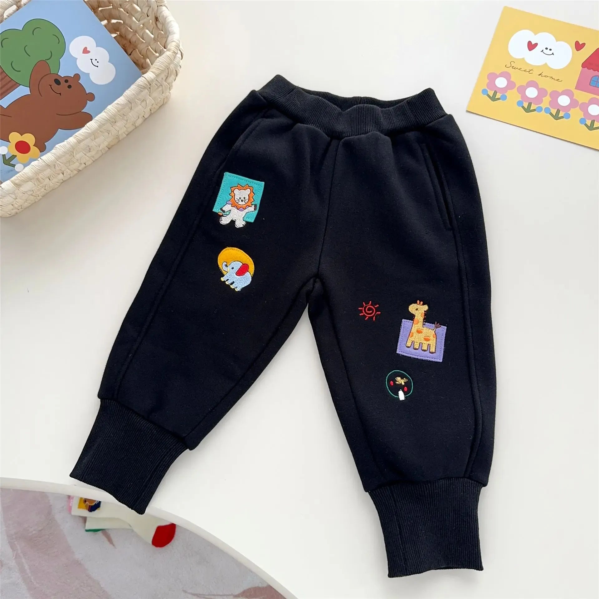 Trendy Kids Apparel Kids Clothing Winter New Badge Children's Velvet Warm Pants