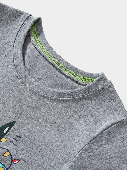 Trendy Kids Apparel US Kids Clothing Boy's Dinosaur Christmas Tree Graphic Long Sleeve T-Shirt