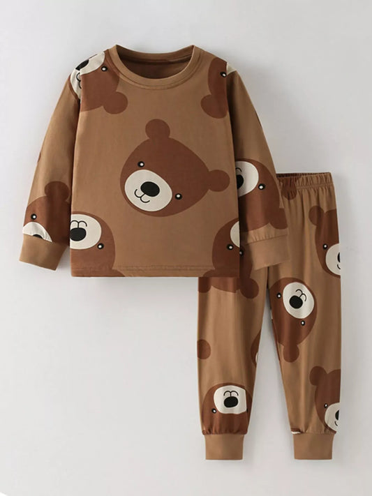 Trendy Kids Apparel US Kids Clothing Boys Cute Bear Print Top and Pants Set