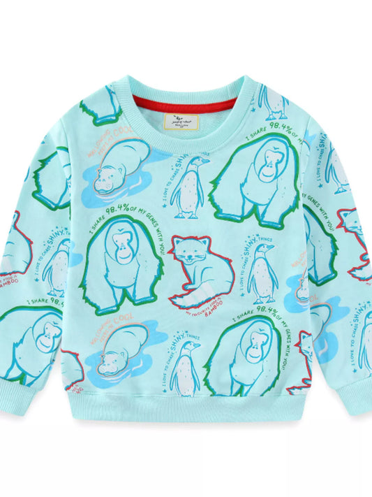 Trendy Kids Apparel US Kids Clothing Children's Animal Print Crew Neck Sweatshirt