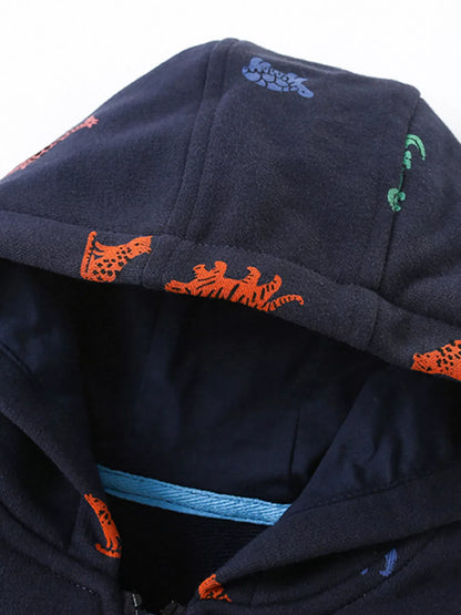 Trendy Kids Apparel US Kids Clothing Children's Animal Print Hooded Zip-Up Top