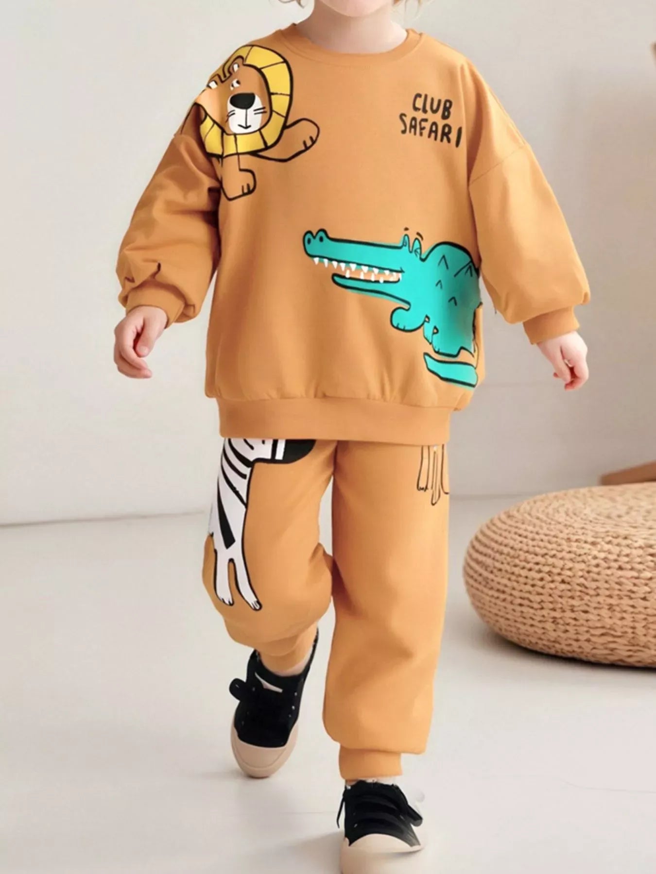 Trendy Kids Apparel US Kids Clothing Children's Animal Round Neck Sweatshirt and Pants Set