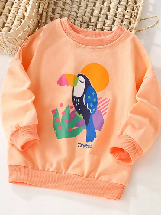 Trendy Kids Apparel US Kids Clothing Children's Bird Graphic Crew Neck Sweatshirt