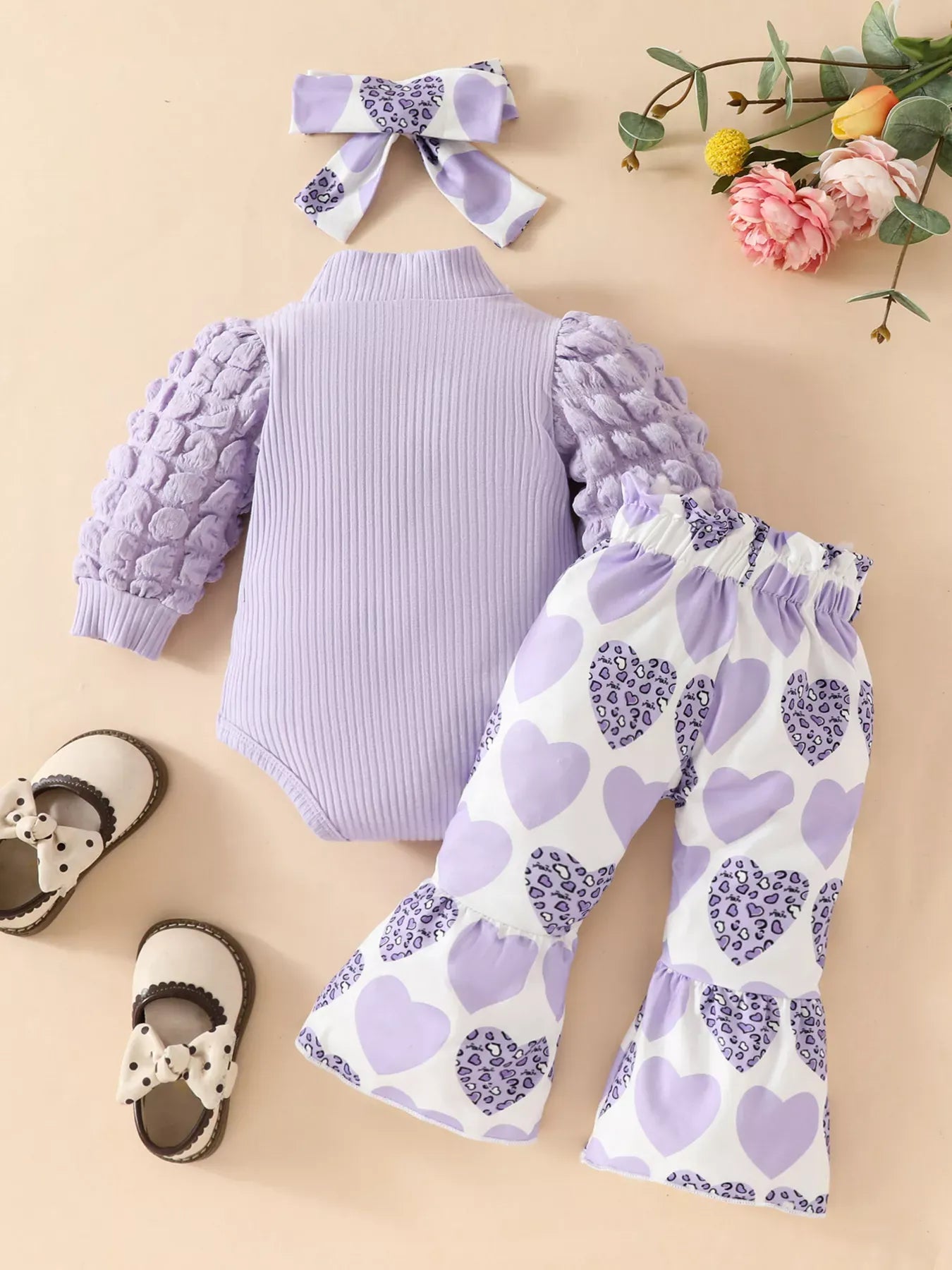 Trendy Kids Apparel US Kids Clothing Children's Bubble Texture Long Sleeve Top and Pants Set with Headband
