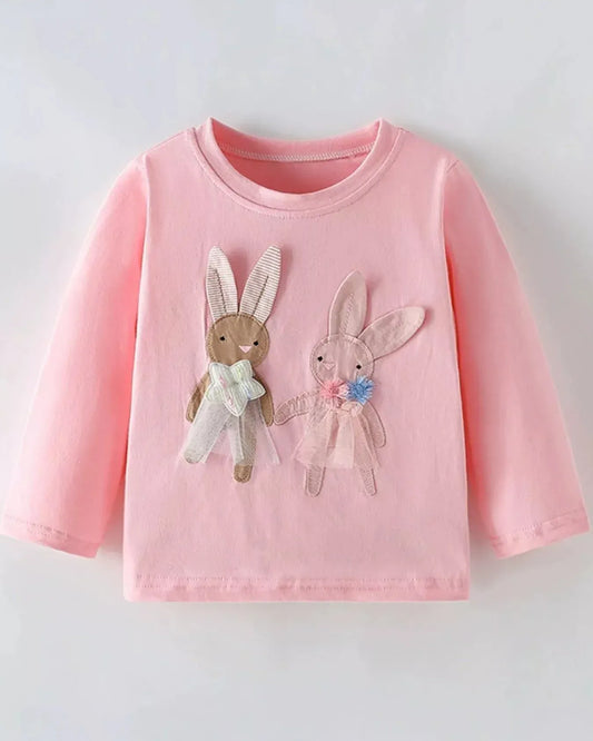 Trendy Kids Apparel US Kids Clothing Children's Bunny Applique Long Sleeve T-Shirt