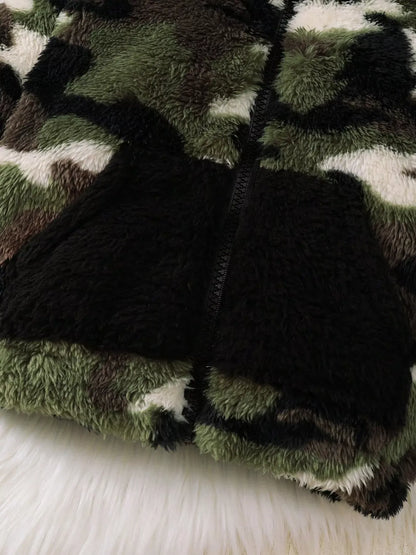 Trendy Kids Apparel US Kids Clothing Children's Camouflage Plush Hooded Jacket